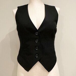Black Fitted Vest Womens Size Small Cropped Button Up Dressy Office Wear